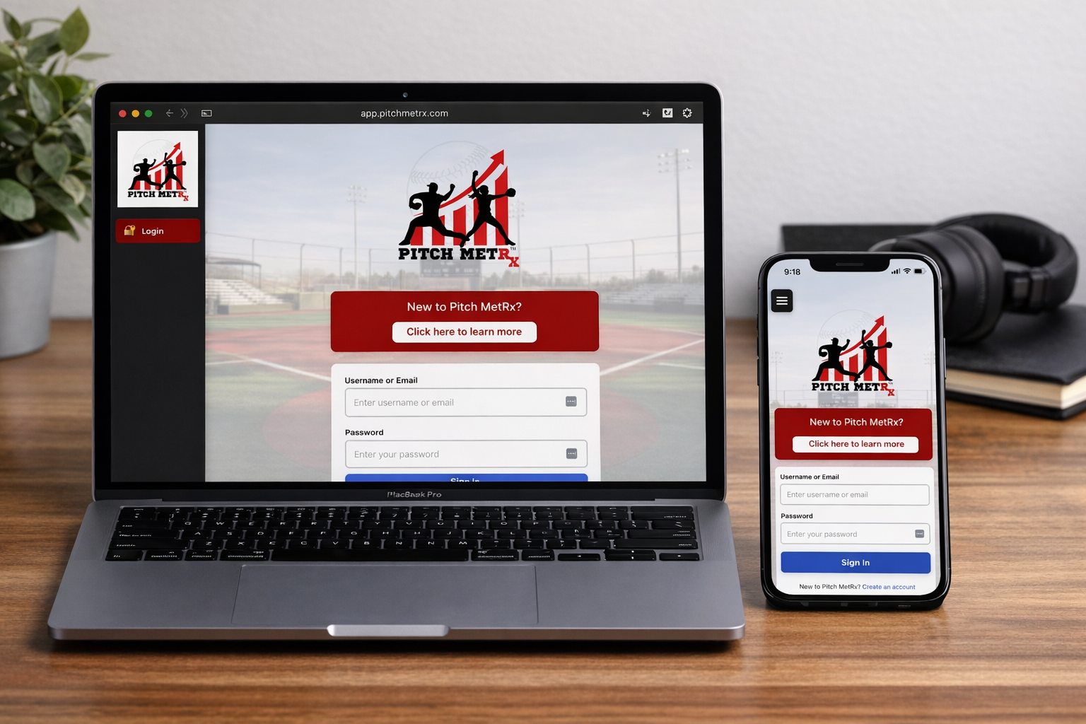 Pitch MetRx on laptop and phone