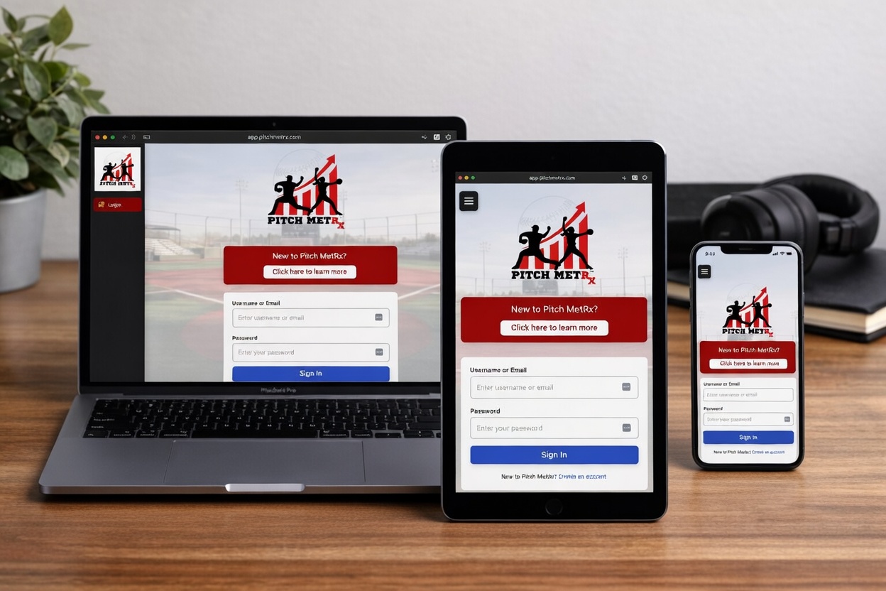 Pitch MetRx on laptop, tablet, and phone